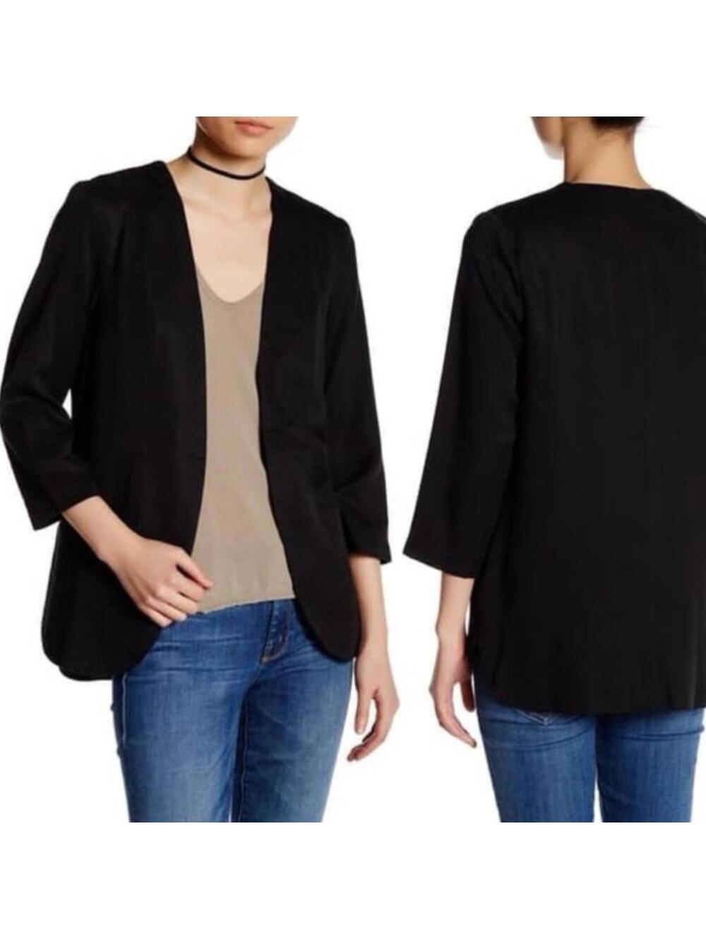 Harlowe & Graham Black Open Front Easy Blazer Jacket Size S